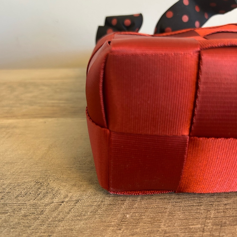 Vintage Unbranded Red Seatbelt Y2K Mini Hand Bag Mini Tote Bow Polka Dot - Picture 9 of 15